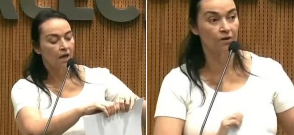 Deputada rasga pacto contra feminic�dio durante discurso no Cear�